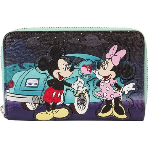 Loungefly Mickey and Minnie Date Night Drive-In Zip-Around Wallet