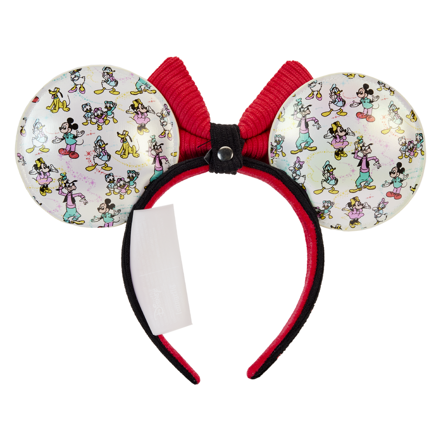 Loungefly Disney100 Mickey & Friends Classic All-Over Print Iridescent Mini Backpack With Ear Headband Loungefly