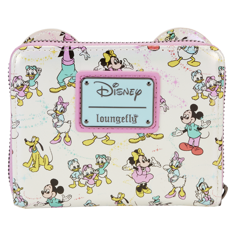 Disney100 Mickey & Friends Classic All-Over Print Iridescent Zip Around Wallet