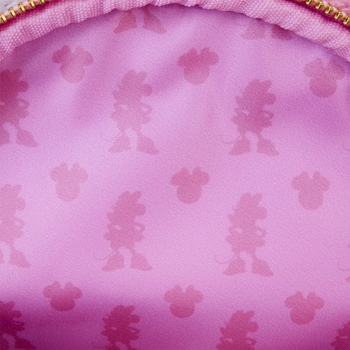 Loungefly Minnie Mouse Pink Polka Dot Straw Mini Convertible Bag