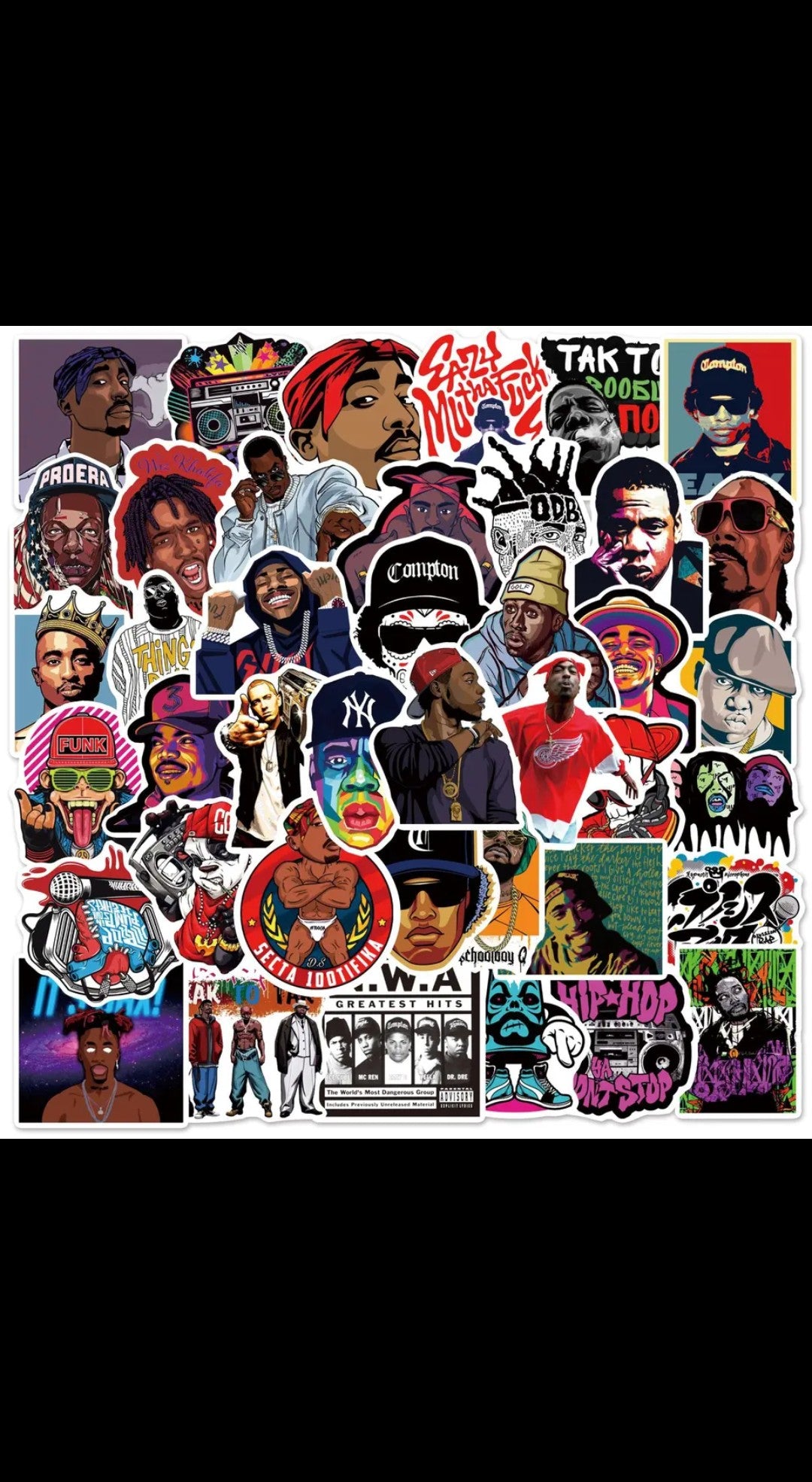 East Coast West coast Rap icon stickers